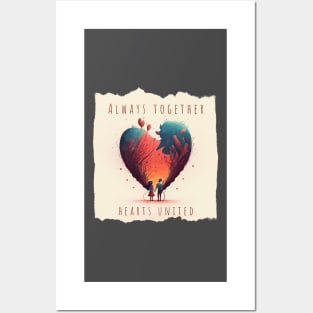 Always together, hearts united Posters and Art